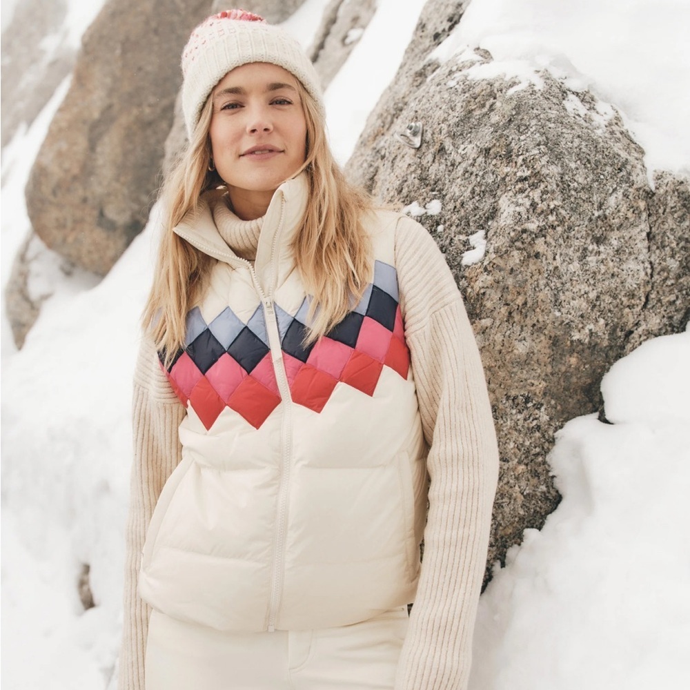 Marine Layer Archive Sierra Women's Red, Blue, and Cream DownVest -NWT